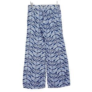 Lilly Pulitzer Bal Harbour Linen Palazzo Pants Blue Mermaid Tail Print Size XS